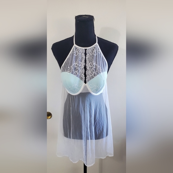 Jezebel Crave Lace Halter Underwire Chemise & G-string Set Womens Size Small - Picture 2 of 4